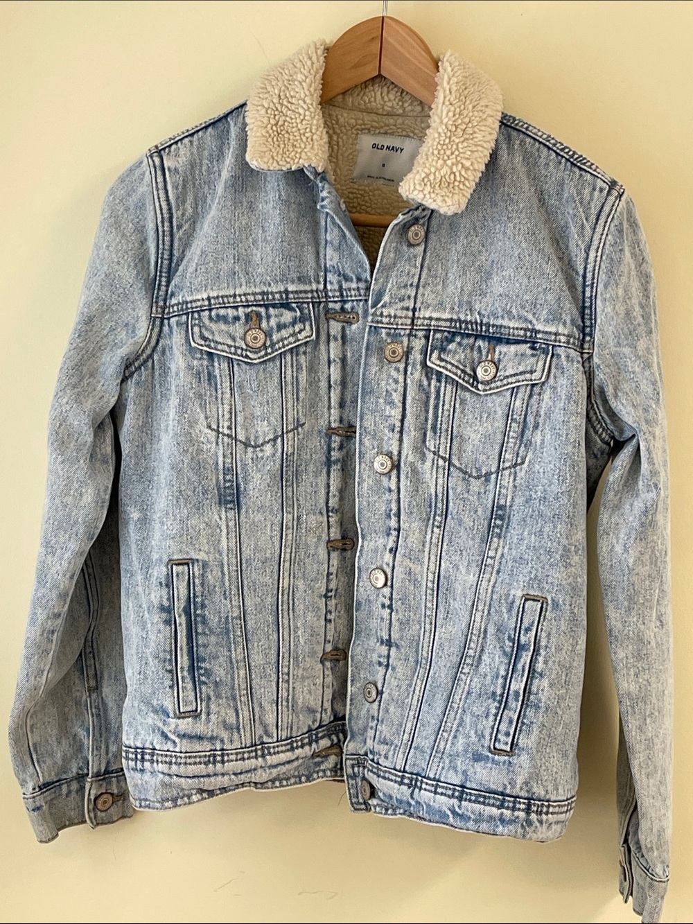 Old Navy Sherpa Lined Denim Jacket Small Light Wash Trucker Coat